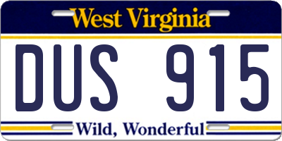 WV license plate DUS915