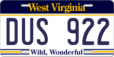 WV license plate DUS922
