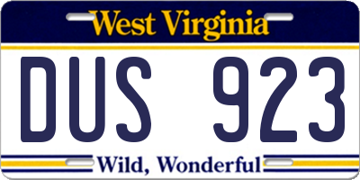 WV license plate DUS923