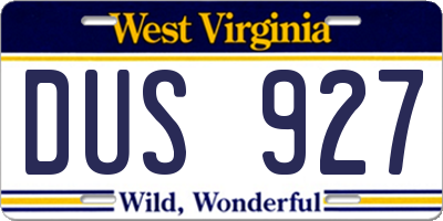 WV license plate DUS927