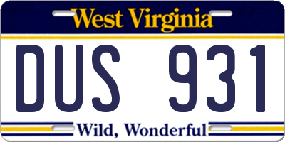 WV license plate DUS931