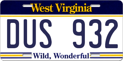 WV license plate DUS932