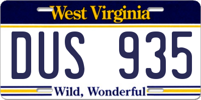WV license plate DUS935