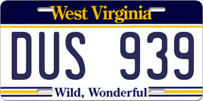 WV license plate DUS939