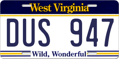 WV license plate DUS947