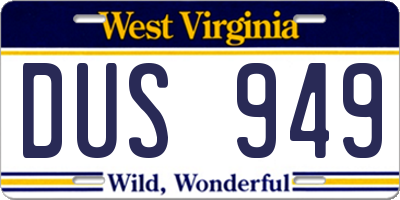 WV license plate DUS949