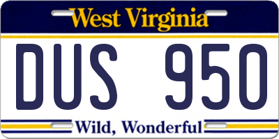 WV license plate DUS950