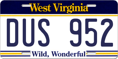 WV license plate DUS952