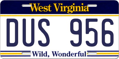 WV license plate DUS956