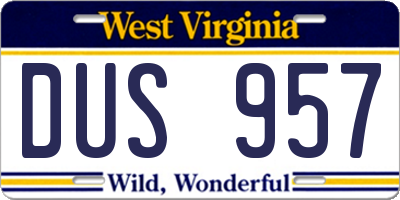 WV license plate DUS957