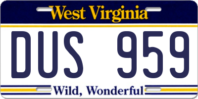 WV license plate DUS959