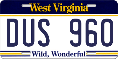 WV license plate DUS960