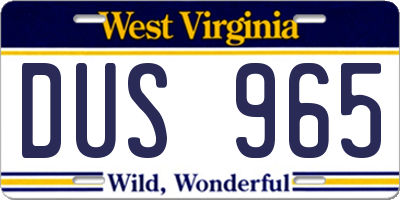 WV license plate DUS965