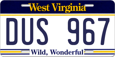 WV license plate DUS967