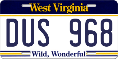 WV license plate DUS968