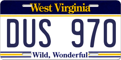 WV license plate DUS970