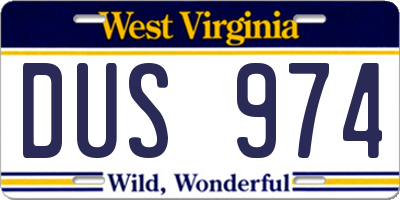 WV license plate DUS974