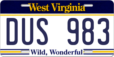 WV license plate DUS983