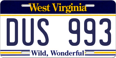 WV license plate DUS993