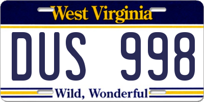WV license plate DUS998
