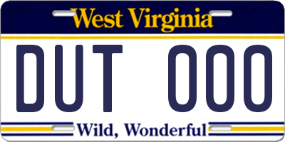 WV license plate DUT000