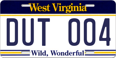 WV license plate DUT004