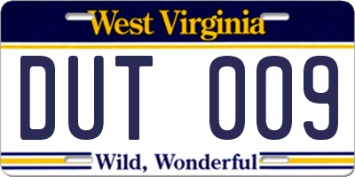 WV license plate DUT009