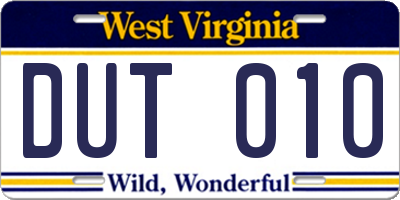 WV license plate DUT010