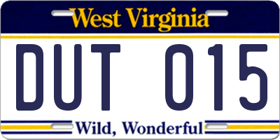 WV license plate DUT015