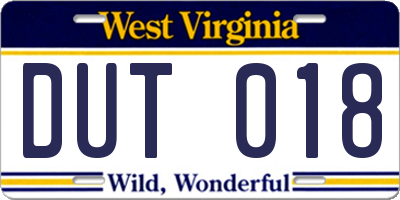 WV license plate DUT018