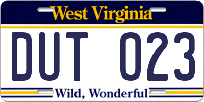 WV license plate DUT023