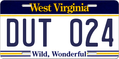 WV license plate DUT024