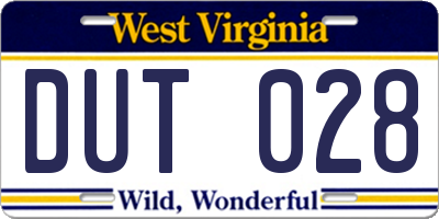 WV license plate DUT028