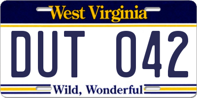 WV license plate DUT042