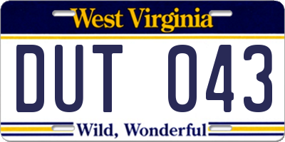 WV license plate DUT043