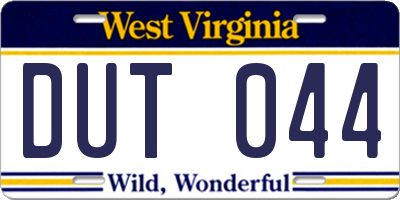 WV license plate DUT044