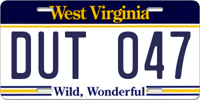 WV license plate DUT047