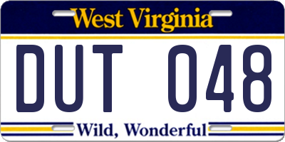 WV license plate DUT048