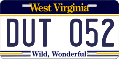 WV license plate DUT052