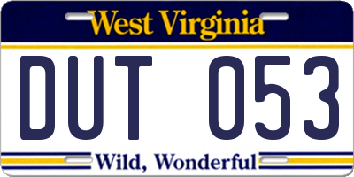 WV license plate DUT053