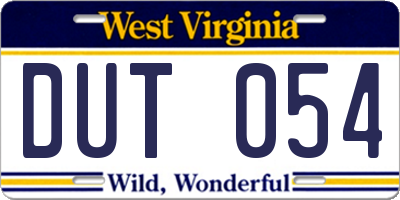 WV license plate DUT054