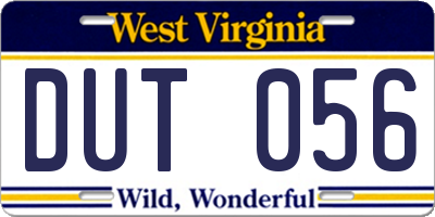 WV license plate DUT056