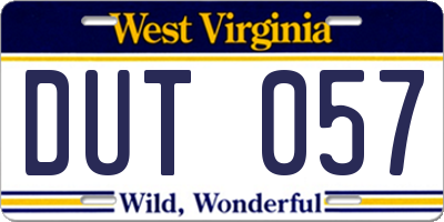 WV license plate DUT057