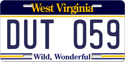 WV license plate DUT059