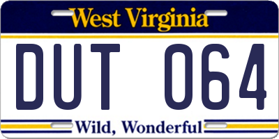 WV license plate DUT064