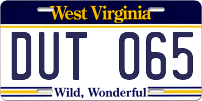WV license plate DUT065