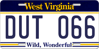 WV license plate DUT066