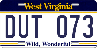 WV license plate DUT073