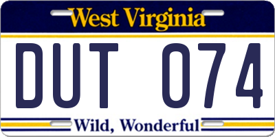 WV license plate DUT074