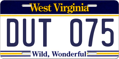 WV license plate DUT075